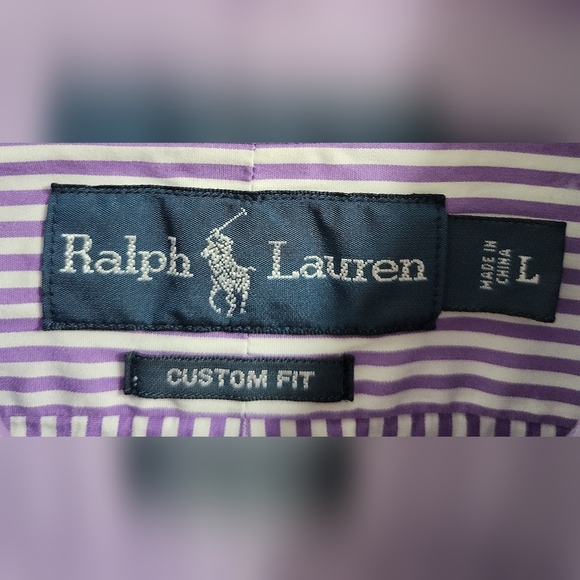 Ralph Lauren Mens Crested Button Up Striped Shirt - Size L - Picture 2 of 8